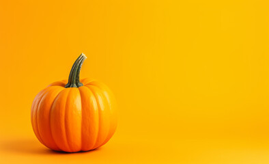 Halloween pumpkin decorations on a yellow-orange background. Generative AI.