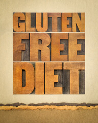 gluten free diet word abstract - text in letterpress wood type against art paper, healthy eating...