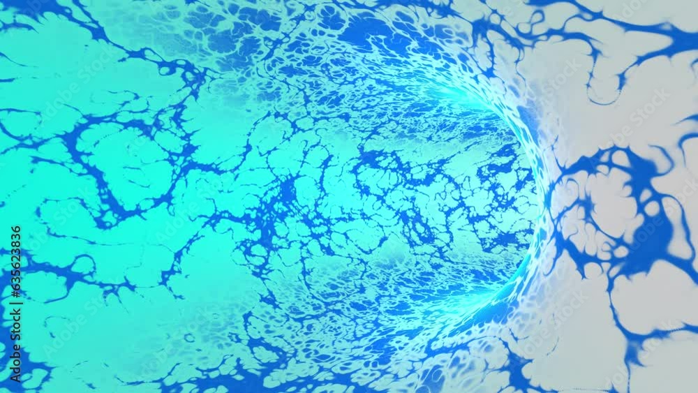 Poster abstract infinite white blue tunnel with artistic surface loop animation.
