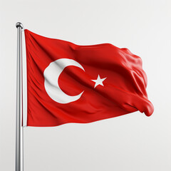 Flag of Turkey , simple vector art style , on white background 