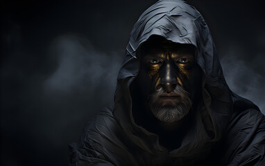 Grim Reaper dark gray background, Halloween concept