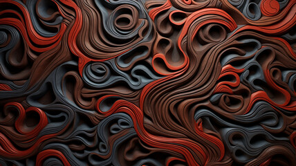 wavy pattern wooden background dark light grey red brown colors bas relief