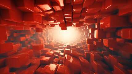 Obraz premium abstract background light red cube wave geometry