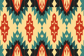 Ethnic ikat tropical traditional pattern folk antique background. Art graphic print design for carpet fabric texture textile wallpaper background backdrop rug.