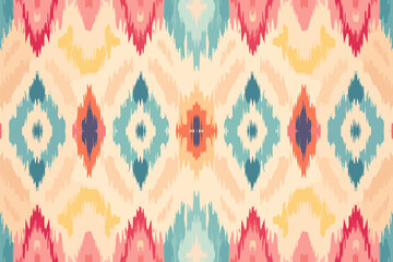Ethnic ikat tropical traditional pattern folk antique background. Art graphic print design for carpet fabric texture textile wallpaper background backdrop rug.