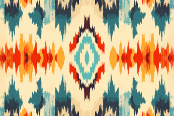 Ethnic ikat tropical traditional pattern folk antique background. Art graphic print design for carpet fabric texture textile wallpaper background backdrop rug.