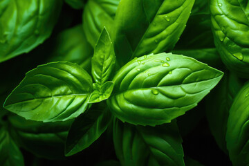 Obraz premium A Close Up Photo Of A Basil Leaf ai generated