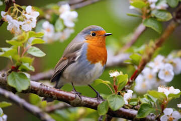 A European Robin Erithacus Rubecula ai generated