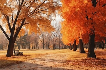 Beautiful Autumn Landscape With Colorful Foliage for advertisement ai generated