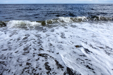 White Sea, Kola Peninsula. Sea waves, North.