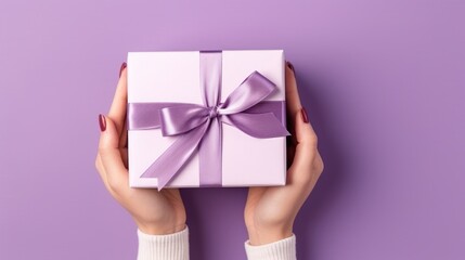 Violet background with a gift box