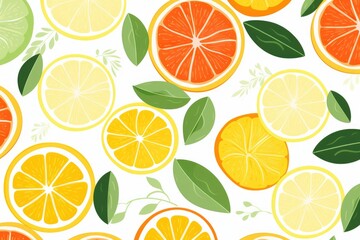 Obraz premium Citrus Print, Summer Fruit, Orange and lemon