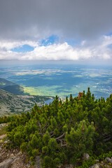 Magnificent views from the Tatra Mountains over the lower countryside of northern Slovakia