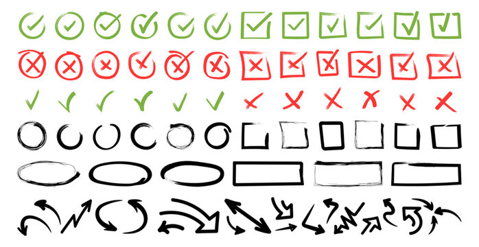 Grunge Brush Symbol Set Stock Illustration - Download Image Now - Equal  Sign, Check Mark, Sign - iStock