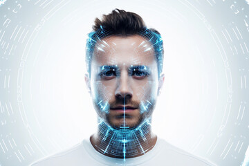 Modern Technology Using Facial Recognition Biometrics Portrait