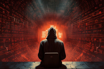 The hacker breaches data, cybersecurity, dark web, the concept of cybercrime.