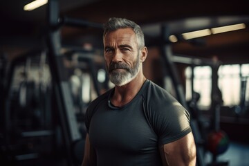 Portrait Of A Masculine Mature Man In The Gym - obrazy, fototapety, plakaty