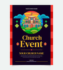 Church conference flyer design template, Christian Event Invitation Social media poster web banner, worship flyer easter card. Vector Illustration