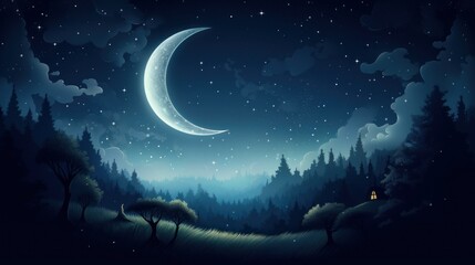 Obraz na płótnie Canvas night moon and stars. Generative AI