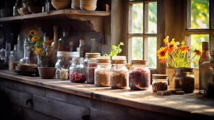 still life with candles and flowers. Generative AI