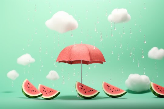Watermelon Rain With Cloud Creative Idea