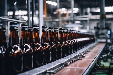  Brown Glass Beer Drink Alcohol Bottles Brewery Conveyer © Tymofii