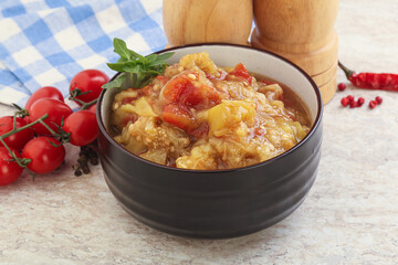 Caucasian Mangal salad with baked vegetables