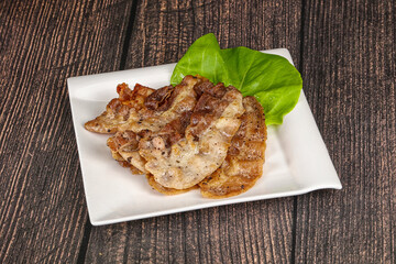 Roasted sliced pork fat bacon