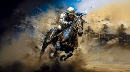 Horse Racing in an Oil Painting on Canvas Military Abstract Wallpaper Digital Art Illustration Generative AI Journal Background Backdrop Poster