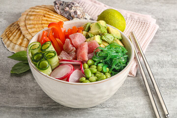 Hawaiian cuisine - poke with tuna and rice