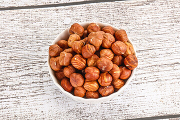 Heap of raw natural hazelnut