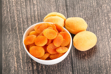 Dried apricot heap in the bowl