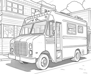 Coloring book for children, food truck.