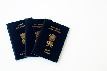 indian national passport close up in white background