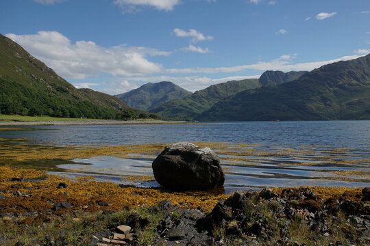 Loch Hourn from Corran towards the  Knoydart Peninsula including Stob no Muicraidh, West Highland of Scotland