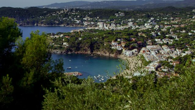 Landscape from Calella de Palafrugell and Llafranc in the foreground (Costa Brava), Katalonia, Spanien