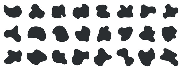 Set of abstract custom shapes. Fluid pixelated elements for social media design, web design, print, and draw. Vector illustration of flat isolated shapes.