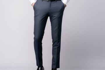 Slim-cut formal men's suit trousers in a business style.