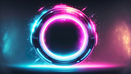 abstract glowing neon circles