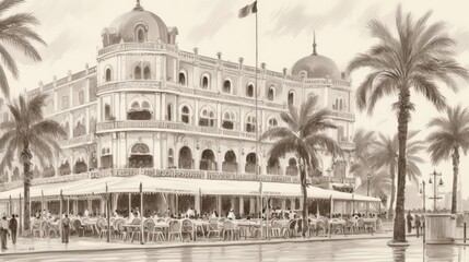 A stunning architectural paper sketch of a building. (Generative AI)