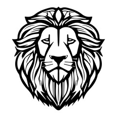 black and white lion logo in a minimalist style