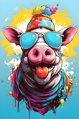pig with glassess