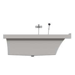 bathtub isolated on a white background, 3D illustration, and a CG render