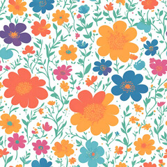 beautiful colorful flowers pattern, generative ai