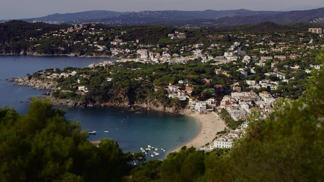 Landscape from Calella de Palafrugell and Llafranc in the foreground (Costa Brava), Katalonia, Spanien, Europe, Sep. 2021
