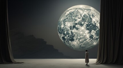 moon and earth. Generative AI