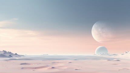 sunrise in the mountains, space scenery. Generative AI