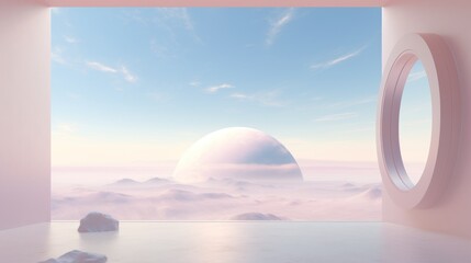 simplistic sunrise over the ocean. Generative AI