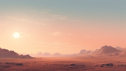simplistic sunset in the mountains. Generative AI