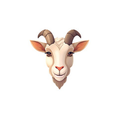 Cute goat face vector logo, t-shirt print design template vector illustration isolated on background, T-shirt print design mascot template 